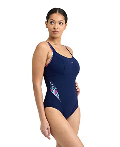 arena Women's BODYLIFT Francy Strap Back Panel One Piece Swimsuit, Navy-Freak Rose Multi, 32 von ARENA