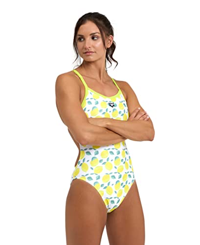 arena Women's Lemons XCROSS Back One Piece Swimsuit, Soft Green-White Multi, 36 von ARENA