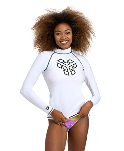 arena Women's Vest L/S Graphic Rash Guard Shirt, White-Black, M von ARENA