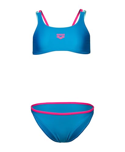 ARENA Zweiteiliger Tweens-Bikini für Mädchen im Pool- oder Strand-Stil, Blue China/Freak Rose/Water, 26 von ARENA