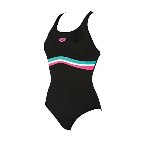 Arena Damen Badeanzug Schwimmanzug PRESTIGE ONE PIECE, Schwarz/Grün/Rosa, 38 von ARENA