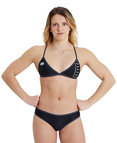 Arena Damen Icons Zweiteiliger Badeanzug Triangel Bikini-Set, Schwarz-Asphalt, X-Small von ARENA