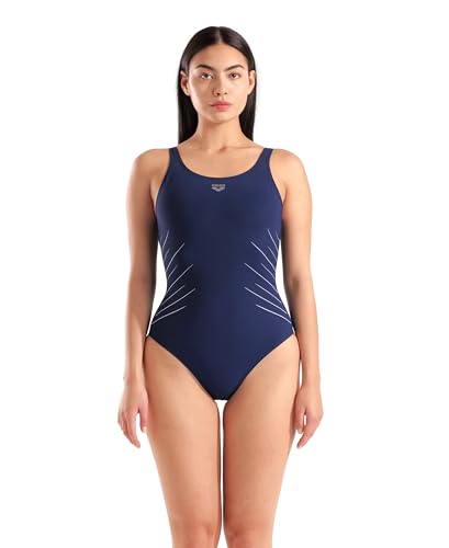 Arena Damen Shapewear Women's Isa C-Cup Ladies Tummy Control Shaping Bathing Swimsuit Badeanzug, Marineblau/EIS, 38 von ARENA