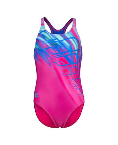 Arena Mädchen Girl's Shading Pro Back L One Piece Swimsuit, Freak Rose/Neon Blue, 128 EU von ARENA