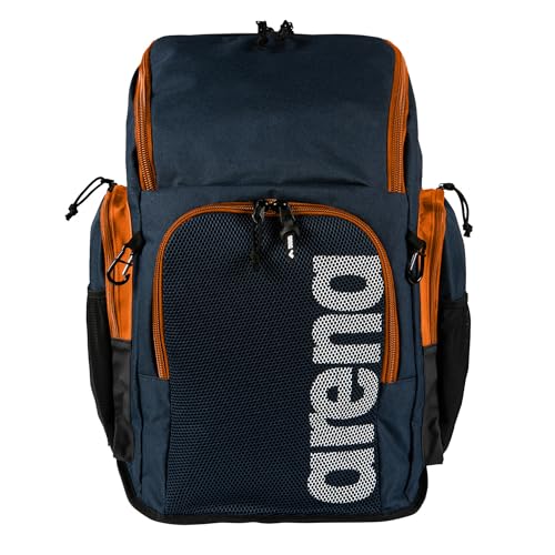 ARENA Team 45L Schwimmsport-Rucksack Trainingstasche für Damen und Herren, Marineblau/Orange, 45 L US von ARENA