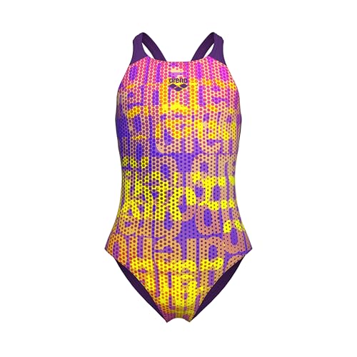 arena Mädchen Performance Multi Colours V Back Badeanzug One Piece Swimsuit, Plum Multi-Plum, 164 EU von ARENA
