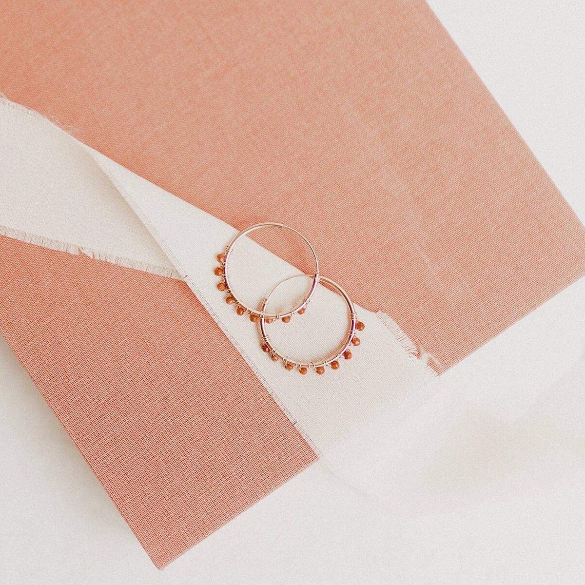 Aventurin Creolen Rosegold Boho Edelstein Zierliche Perlen Schmuck von ARENNAjewels