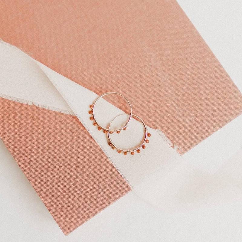 Aventurin Creolen Rosegold Boho Edelstein Zierliche Perlen Schmuck von ARENNAjewels