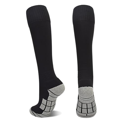 ARERWA Fußballsocken Kinder -1 Paar Extra Lange Atmungsaktive Gepolsterte Kompressionssocken Rutschfeste Sockenstutzen für Outdoor Sport Wandern Laufen Gehen 30-34 Kinder Herren Damen von ARERWA