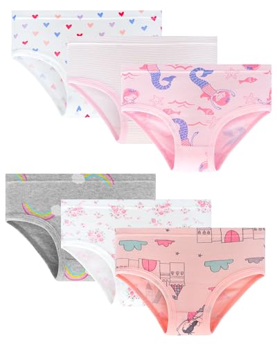 ARERWA Mädchen Unterhosen Kinder Unterwäsche Pantys Baumwolle Bequeme Slips Briefs Höschen Baby-Mädchen 6er Pack （3-4 Jahre） von ARERWA