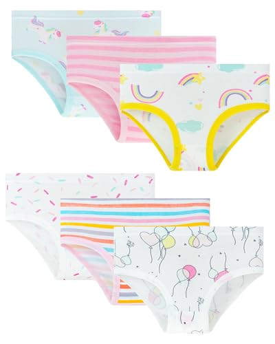 ARERWA Mädchen Unterhosen Kinder Unterwäsche Pantys Baumwolle Bequeme Slips Briefs Höschen Baby-Mädchen 6er Pack （6-8 Jahre） von ARERWA