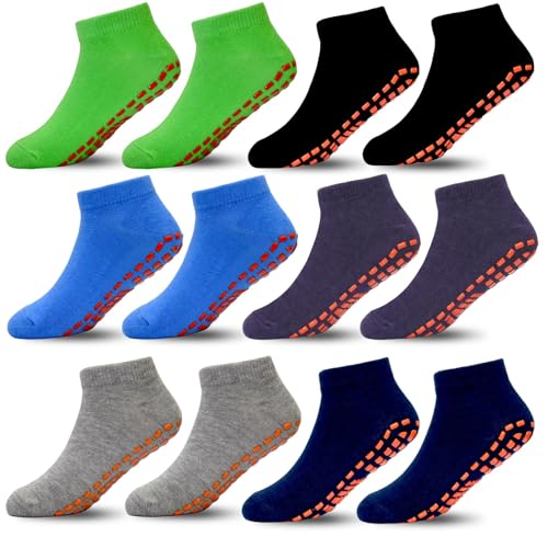 ARERWA ntirutschsocken Kinder Trampolin Socken 6 Paar Stoppersocken Kinder Yoga Socken für 6-9 Jahre Jungen Mädchen von ARERWA