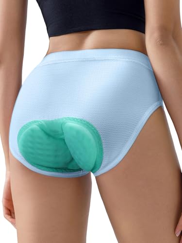 ARESFUEL Gepolsterte Radfahr Shorts Frauen Radfahren Unterhosen Atmungsaktiv Tri angula r Briefs mit Pa ddin g 5004 Hellblau L von ARESFUEL
