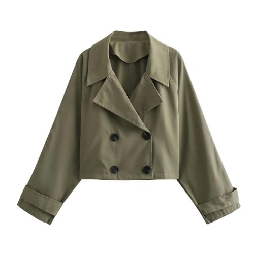 ARESU 2023 Herbst dreifarbige Windjacke-Stil kurze Jacke Damen Windjacke-Militärgrün-S von ARESU