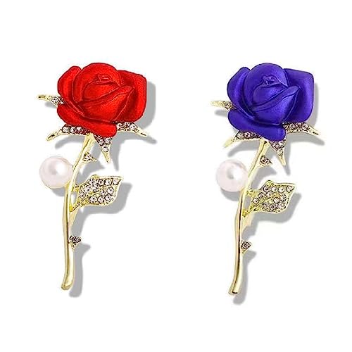 ARFUKA 2 Stück Anstecknadel Strass Rose Stil Broschen Set Brosche Pins Anstecknadel Geschenk für Männer und Frauen Kleidung Taschen Jacken von ARFUKA