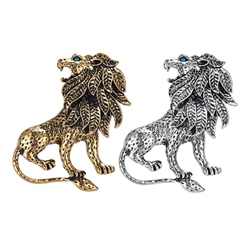 ARFUKA 2 Stück Brosche Retro Löwe Broschen Set Brosche Pins Anstecknadel für Kleidung Taschen Jacken, Geburtstag Weihnachtsgeschenke für Männer und Frauen von ARFUKA