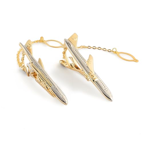 ARFUKA 2 Stück Krawattennadel Herren Krawattenklammer Flugzeug Design Krawattenschieber für Business Valentinstag Hochzeit Freund Männer Gold von ARFUKA