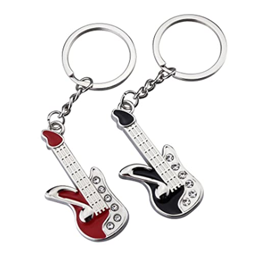 ARFUKA 2 Stück Schlüsselanhänger Edelstahl Auto Schlüsselanhänger Gitarre Anhänger Musik Metall Keychain Geburtstag Weihnachtsgeschenke für Männer und Frauen von ARFUKA