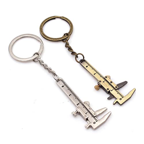 ARFUKA 2 Stück Schlüsselanhänger Edelstahl Auto Schlüsselanhänger Mini Messschieber Anhänger Metall Keychain Geburtstag Weihnachtsgeschenke für Männer und Frauen von ARFUKA