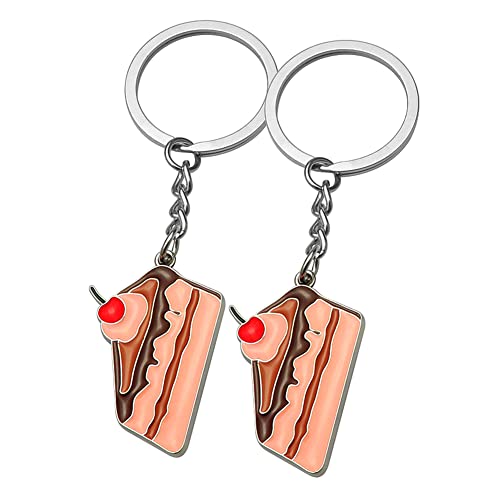 ARFUKA 2 Stück Schlüsselanhänger Edelstahl Auto Schlüsselanhänger Torten Anhänger Metall Keychain Geburtstag Weihnachtsgeschenke für Männer und Frauen von ARFUKA