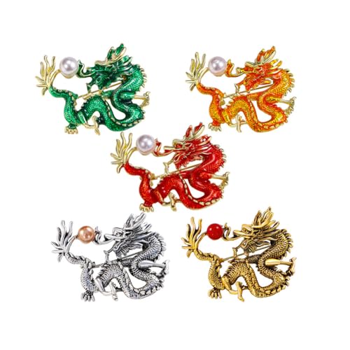 ARFUKA 5 Stück Broschen Drache Brosche Pins Anstecknadel für Kleidung Taschen Jacken, Weihnachten Geburtstagsgeschenke für Männer und Frauen von ARFUKA