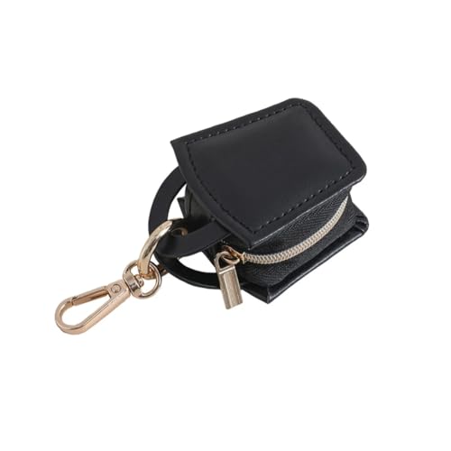 ARFUKA Kunstleder Schlüsselanhänger Ringhalter Schmuck Reisetasche Ringaufbewahrung Kleine Münztasche Schlüsseltasche mit Reißverschluss Schwarz von ARFUKA