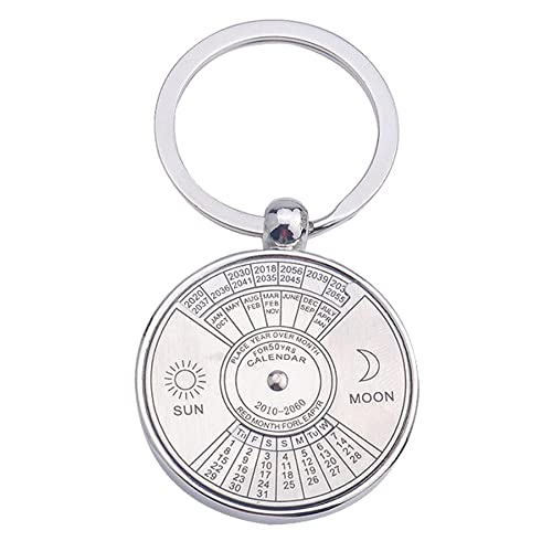 ARFUKA Schlüsselanhänger Edelstahl Ewiger Kalender Anhänger Autoschlüsselanhänger Männer Schlüsselringe Schlüsselbund Keychain für Geburtstag Weihnachten Feiertag Geschenk Gold von ARFUKA