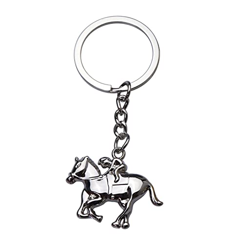 ARFUKA Schlüsselanhänger Edelstahl Pferderennen Anhänger Autoschlüsselanhänger Schlüsselringe Schlüsselbund Keychain Geburtstaggeschenke für Frauen und Männer Silber von ARFUKA