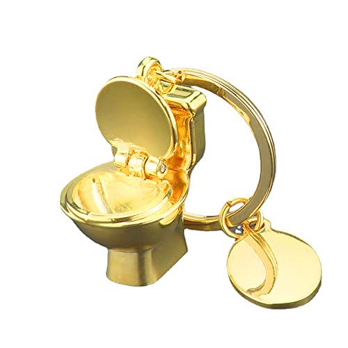 ARFUKA Schlüsselanhänger Edelstahl Toilette Anhänger Autoschlüsselanhänger Männer Schlüsselringe Schlüsselbund Keychain für Geburtstag Weihnachten Feiertag Geschenk Gold von ARFUKA