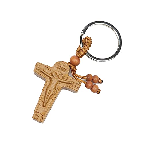ARFUKA Schlüsselanhänger Holz Kreuz Anhänger Schlüsselhalter Schlüsselringe Autoschlüsselanhänger Keychain Geschenke für frauen und Männer von ARFUKA