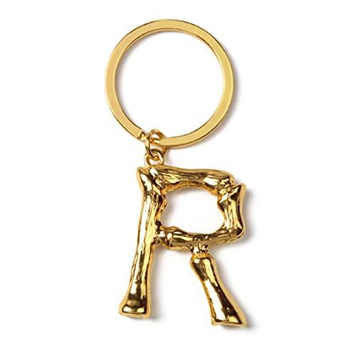 ARFUKA Schlüsselanhänger mit Buchstabe R Edelstahl Auto Schlüsselanhänger Metall Keychain Valentinstag Geburtstag Weihnachtsgeschenke für Frauen und Männer Gold von ARFUKA