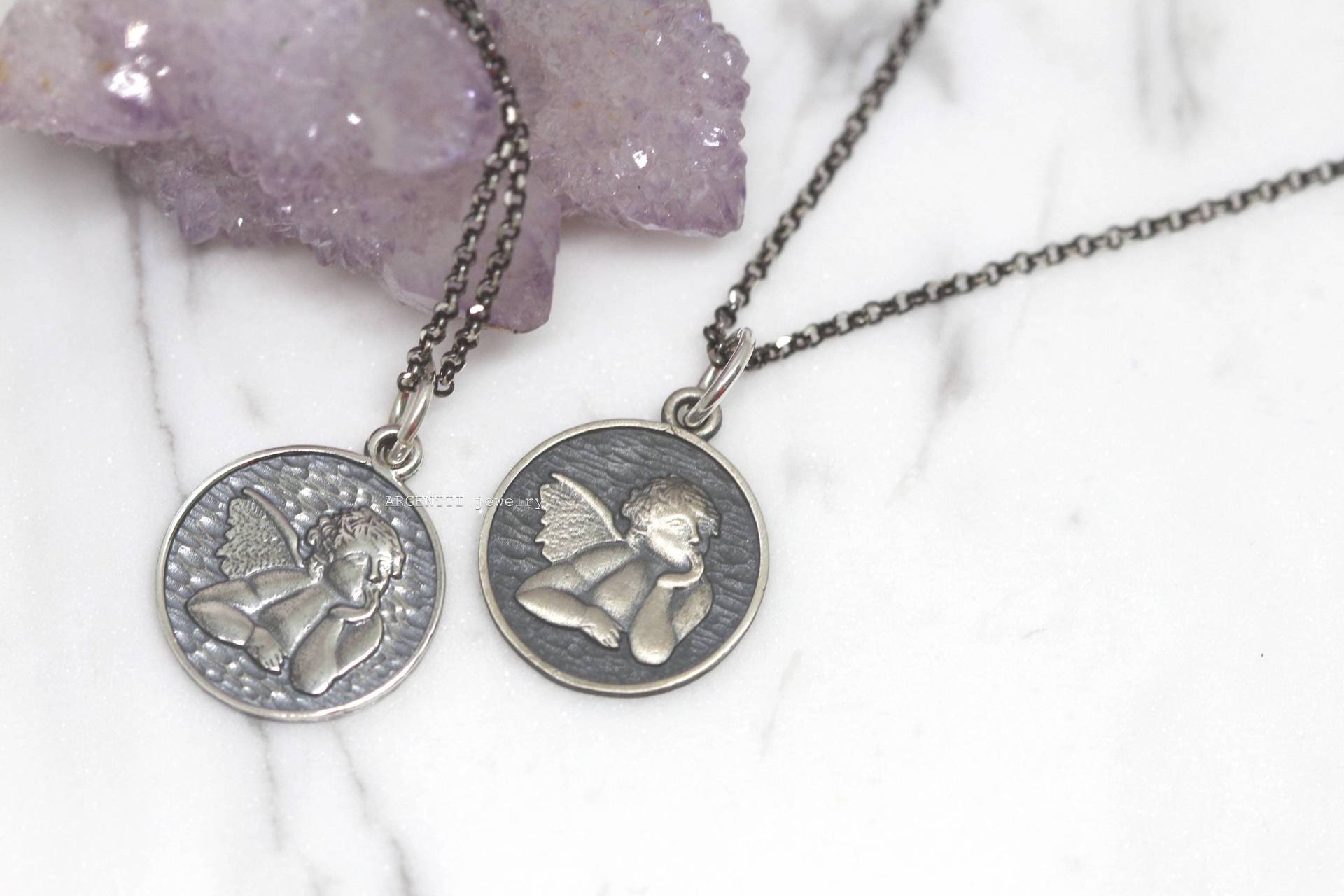 925 Sterling Silber Amor Engel Anhänger Halskette, Engel Charm Halskette, Sterling Anhänger, Engel Anhänger, Cherub von ARGENTTI