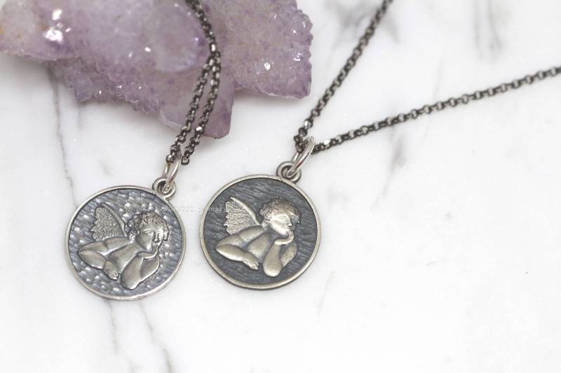 925 Sterling Silber Amor Engel Anhänger Halskette, Engel Charm Halskette, Sterling Anhänger, Engel Anhänger, Cherub von ARGENTTI