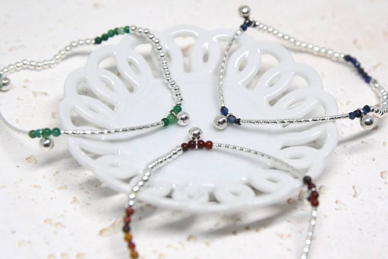 Armband Sterling Silber, Edelstein Armband, Edelstein Armband, Freundschaft, Unikat von ARGENTTI