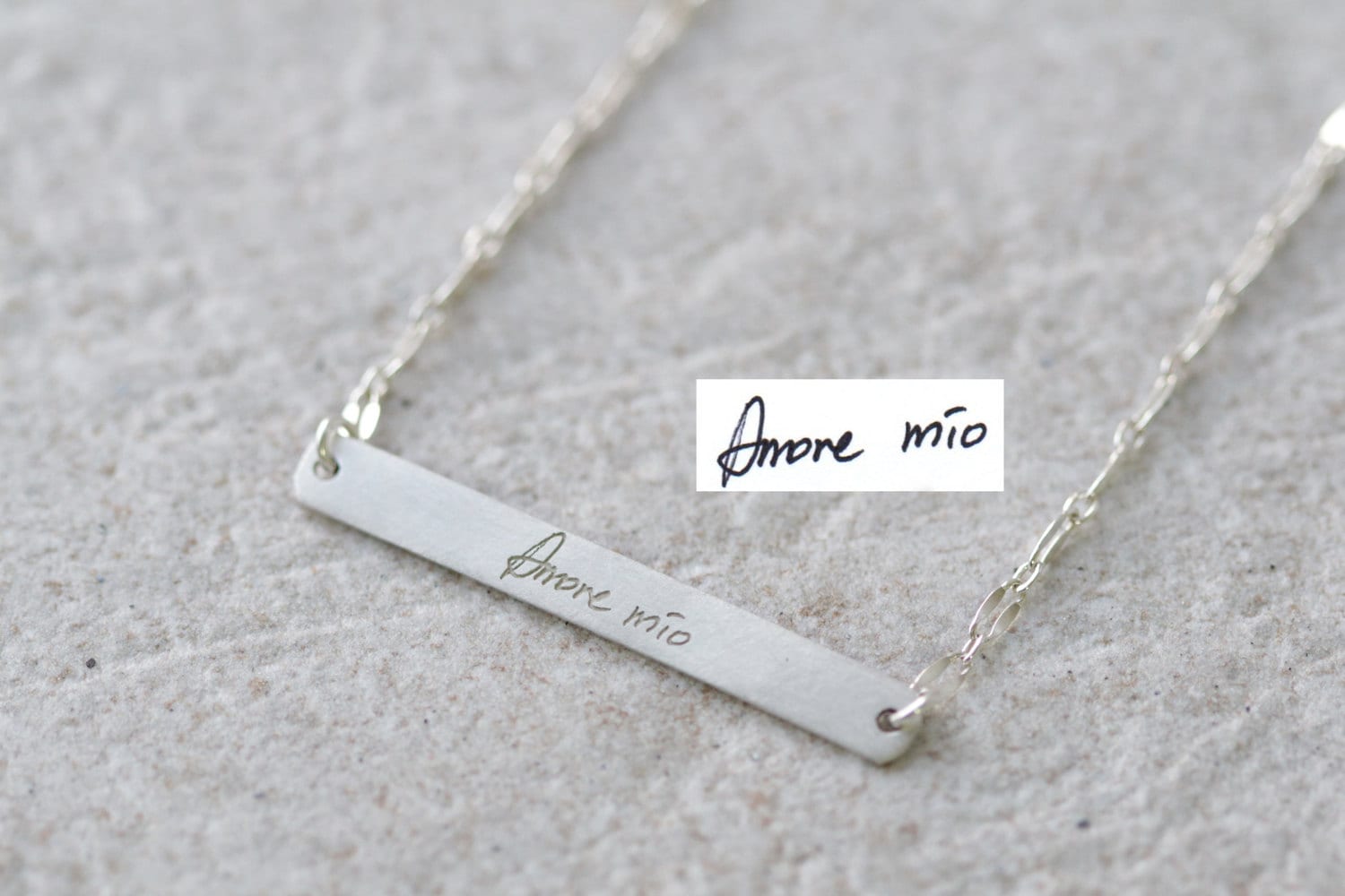 Echte Personalisierte Halskette, Gravur Signatur Bar Persönliche Unterschrift, Hochzeitsgeschenk, Für Sie, Erinnerungs Schmuck Geschenk von ARGENTTI