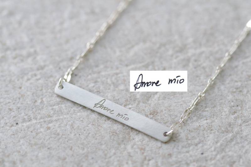 Echte Personalisierte Halskette, Gravur Signatur Bar Persönliche Unterschrift, Hochzeitsgeschenk, Für Sie, Erinnerungs Schmuck Geschenk von ARGENTTI