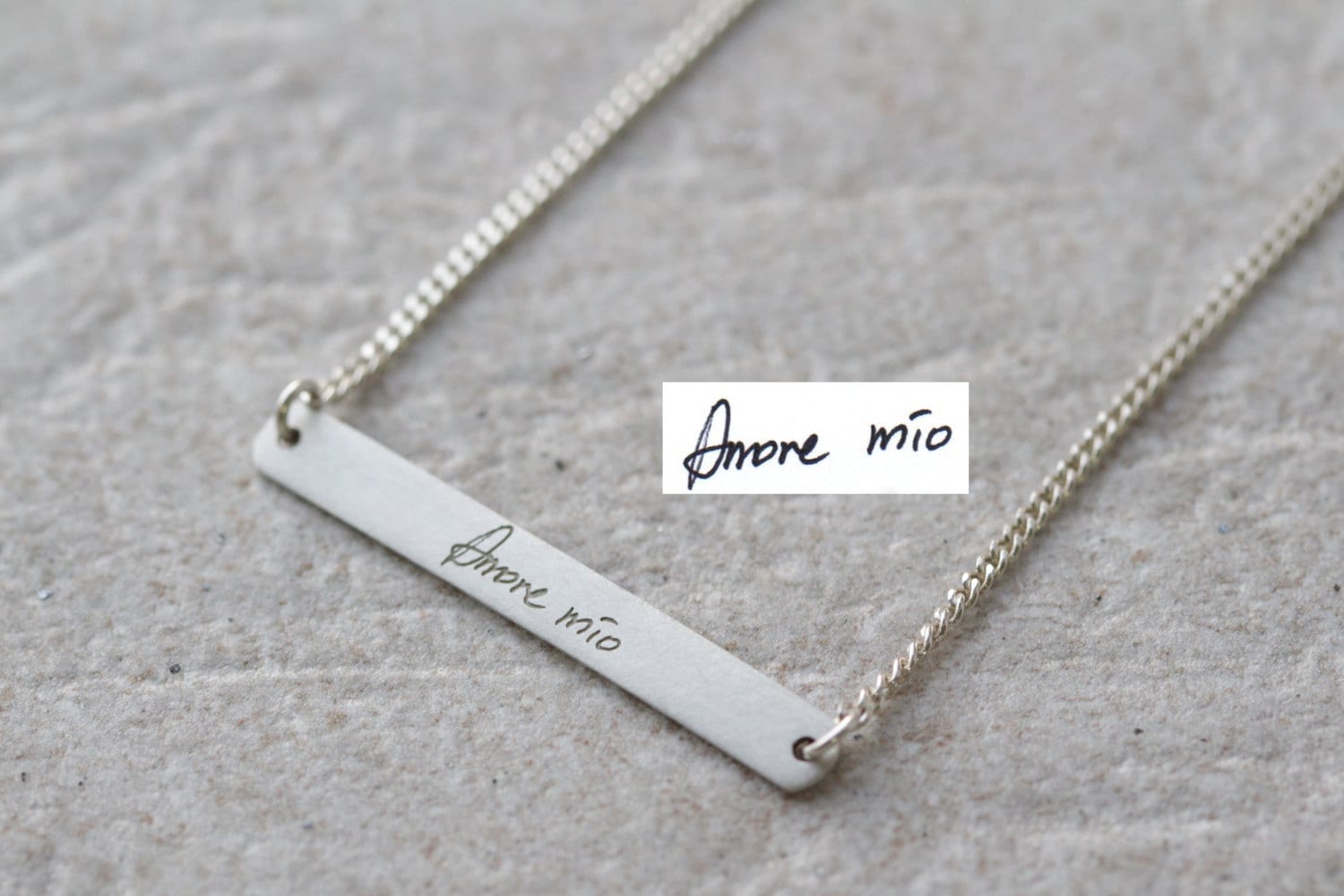 Echte Personalisierte Halskette, Gravur Signatur Bar Persönliche Unterschrift, Hochzeitsgeschenk, Für Sie, Erinnerungs Schmuck Geschenk von ARGENTTI