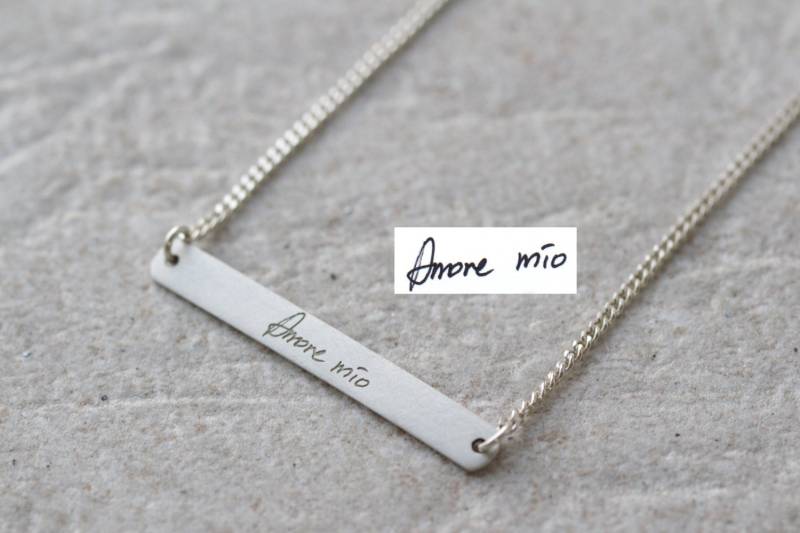 Echte Personalisierte Halskette, Gravur Signatur Bar Persönliche Unterschrift, Hochzeitsgeschenk, Für Sie, Erinnerungs Schmuck Geschenk von ARGENTTI