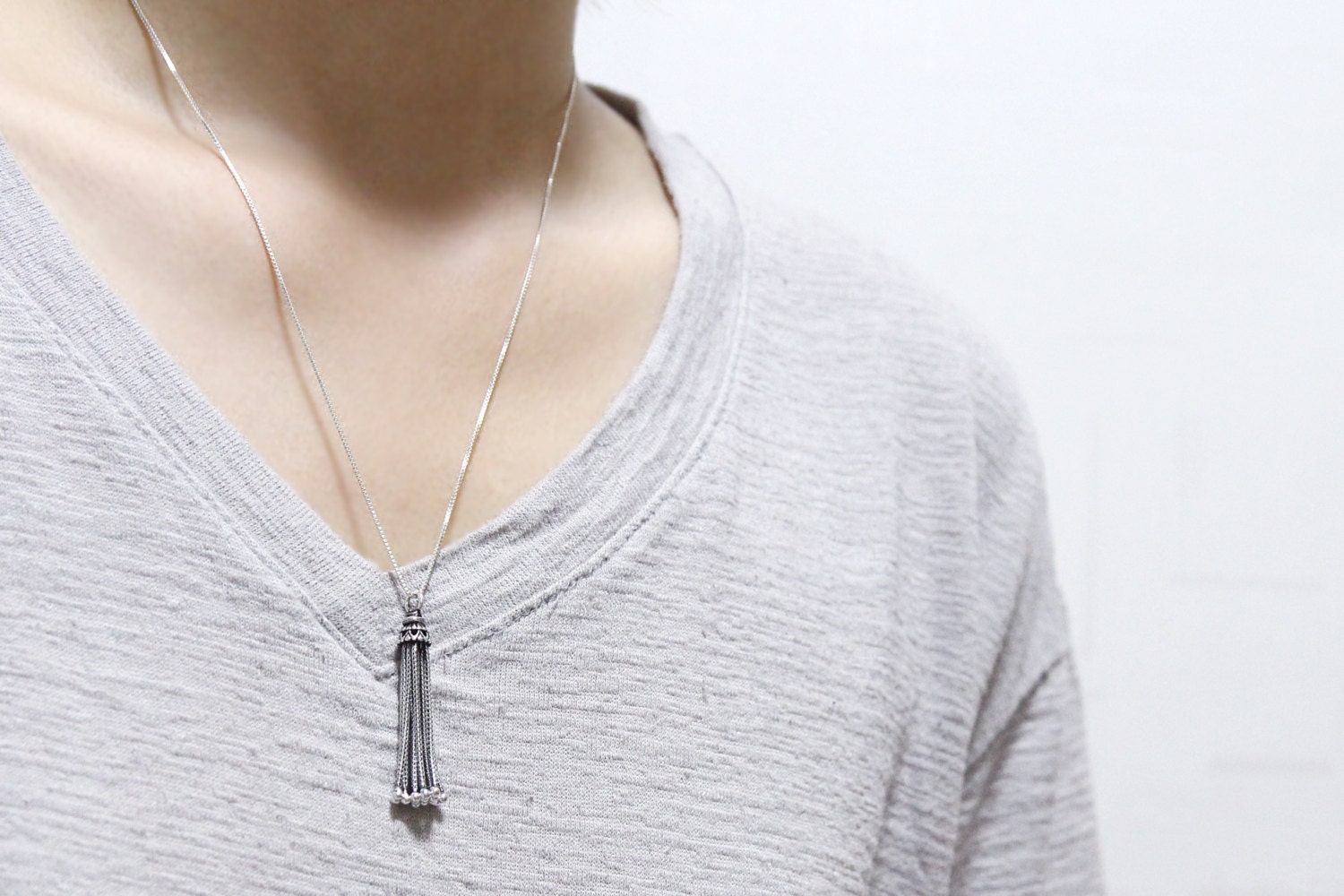 Fransen Halskette, Sterling Silber Lange Quaste Halskette, Quaste Halskette, Angepasste 925 Schmuck Kette Quaste, Freundschaftskette von ARGENTTI