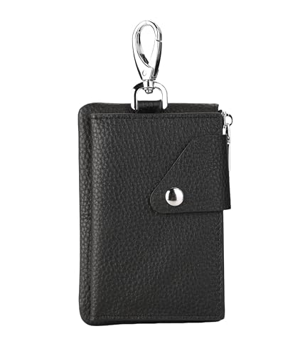 ARGOO Echt Leder Schlüsseltasche für Herren Damen Schlüsseletui mit Schlüsselbund Schlüsselmäppchen für Autoschlüssel Schlüsselanhänger (Schwarz) von ARGOO