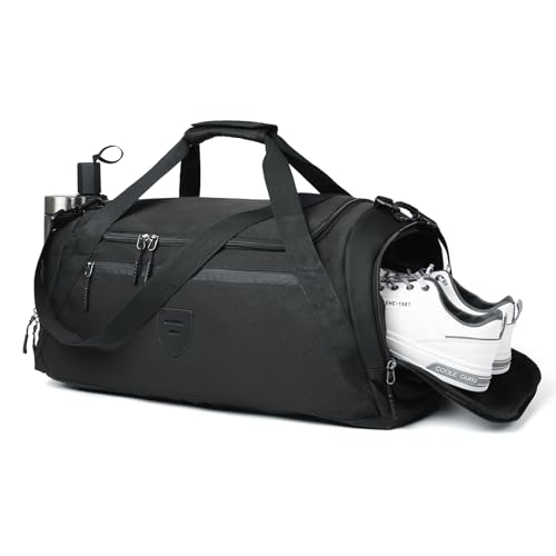 Kleine Seesack Für Fitnessstudio, Duffle Bag Frauen Reisen, Wasserdichte Seesäcke Mit Schuh Und Nasse Kleidung Fächer, Flughafen Carry On Bag, A-TD-002-Schwarz, L22*W11*H11(IN), modisch von ARGUFI