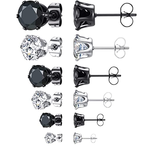 6 Paar Edelstahl-Ohrring-Set, hypoallergene Ohrstecker, Ohrstecker für Männer, Ohrstecker-Set für Frauen, Unisex, (A) von ARHZ