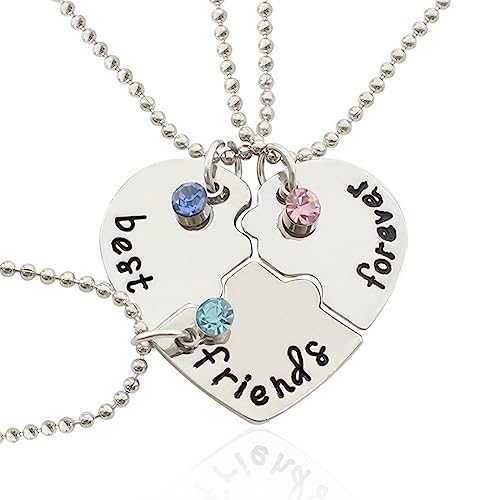 ARH 3 Stück Freundschaftsketten Für 3,Bff Halsketten Freundschaftskette Anhänger Kette Geschenke,Freundinnen Geschenk,Bff Halskette Für 3Friendship Necklace Beste Freunde Ketten(Silber) von ARHZ