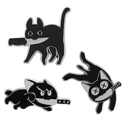 ARH 3 Stücke Black Cat Emaille Pins, Bi Pride Anstecker,Niedliche Emaille Broschen Revers Pins Abzeichen Für Frauen Mädchen Kinder Kleidung Tasche Dekorpride Pin,Anstecker Pin Für Taschen von ARHZ