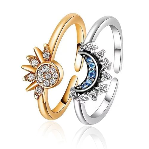 ARHZ 2 Stück Freundschaftsringe Sonne Und Mond, Verstellbar Sonne Mond Ring Set, Ringe Frauen, Ringe Silber 925 Damen Matching Rings, Ring Damen Dupes Schmuck Damen,Geschenke Für Frauen ARHZ 2 Stück Freundschaftsringe Sonne Und Mond, Verstellbar Sonne Mond Ring Set, Ringe Frauen, Ringe Silber 925 Damen Matching Rings, Ring Damen Dupes Schmuck Damen,Geschenke Für Frauen von ARHZ