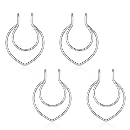 ARHZ 4er Pack Falsche Nase Septum Ringe, Falsche Nase Piercing Falsche Nasenringe Edelstahl, Lippen Ohr Nase Septum Ringe, Non-Piercing Clip-on Nasenringe für Männer und Frauen von ARHZ