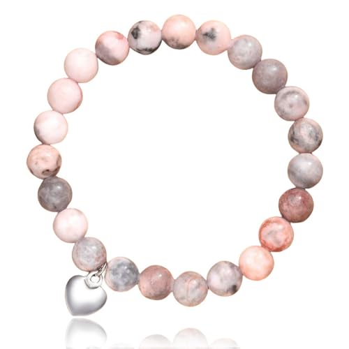 ARHZ Armband mädchen Rosa Naturstein-Armband, Perlenarmband Schmuckkarte, Geschenke für beste Freunde Geburtstags geschenke für Mädchen,geschenke für teenager mädchen von ARHZ