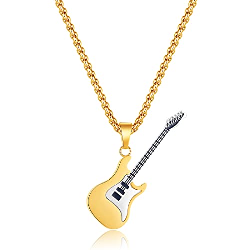 ARHZ Edelstahl Halskette für Herren mit Anhänger [Gitarre] - Mit Schmuckschachtel - Geschenkidee für Männer. (C) von ARHZ