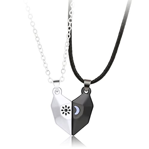 ARHZ 1 Paar Anhänger Paar Halskette Halskette Schmuck Geschenk Mädchen Junge Wunsch Stein Sonne Mond Liebe Mode Anhänger(weiß+schwarz) von ARHZ