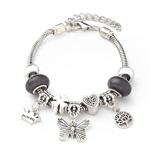 ARHZ Schmetterling Armband, Mädchen-Anhänger-Armband,verstellbares, Teenager Mädchen Geschenke,Charm Armband, Geschenke für Mädchen(Schwarz) von ARHZ